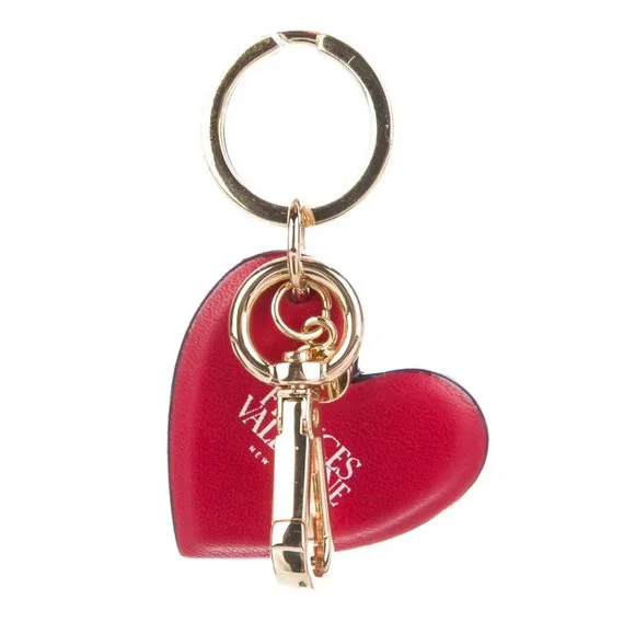 NWT Frances Valentine nappa Leather Heart Keychain w face mask - Picture 8 of 11